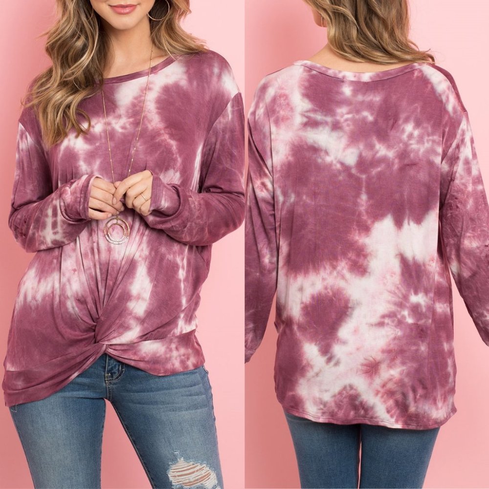 Marsala Ivory Tie Dye Top {Perfect Peach} - Picture 1 of 5